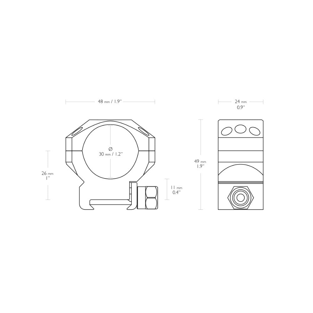 Hawke Tactical Ringmontage 30mm / Picatinny / Mittel