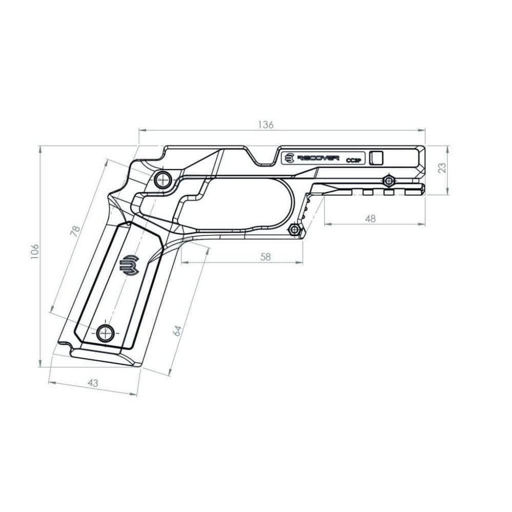 Recover Colt 1911 Grip & Rail System / CC3P / black-grey