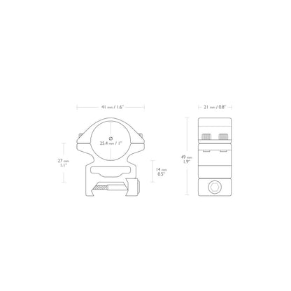 Hawke Match Mount 1" / Picatinny / Hoch